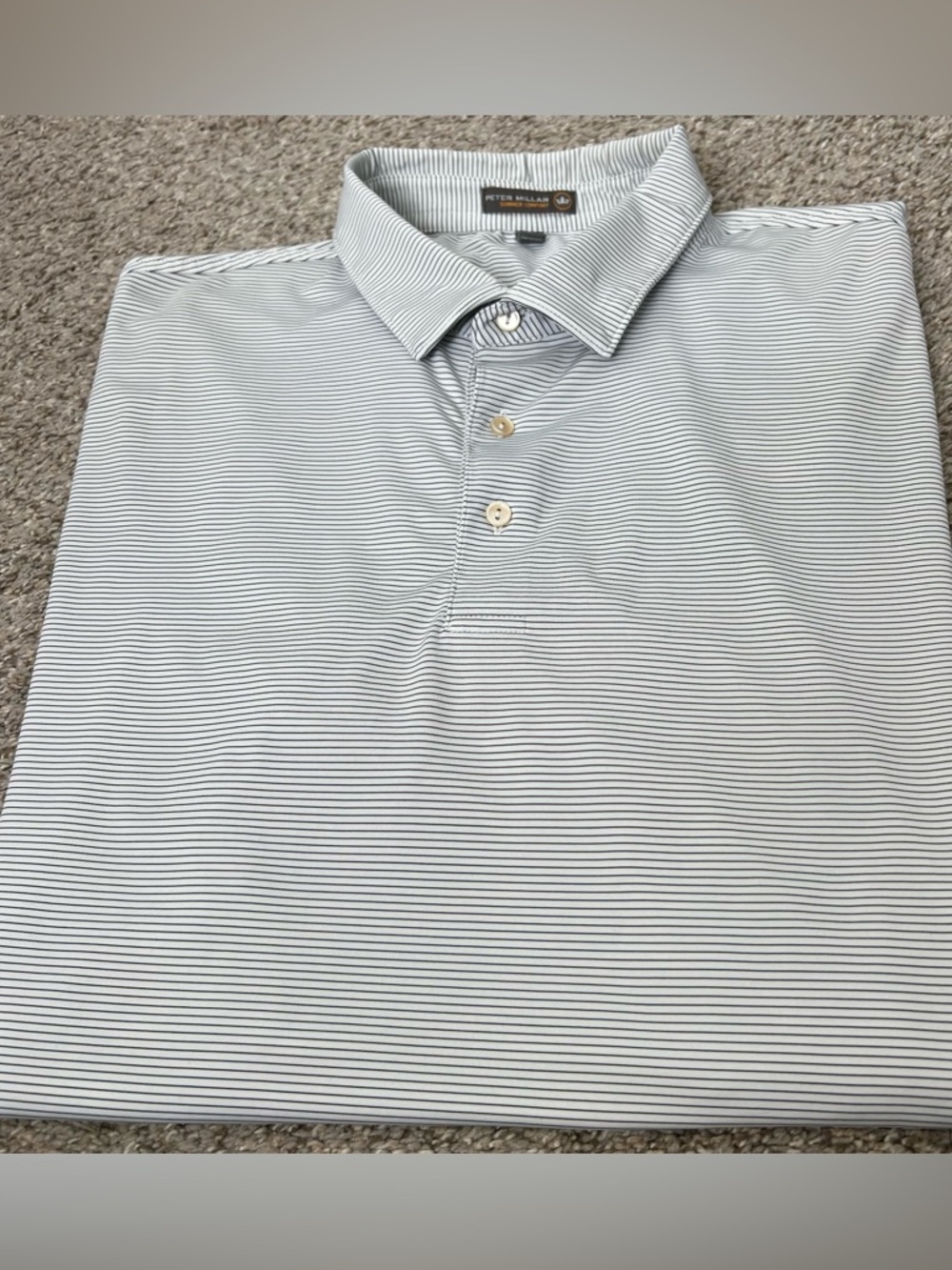 Peter Millar Summer Comfort White with Navy Micro-Stripe Polo Size XXL